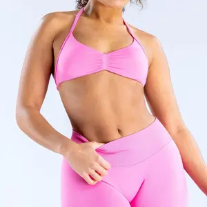 DFYNE 2-PIECE SET Women's Impact Strappy Halter Sports Bra & Shorts.Open Back, Padded, Breathable & Comfortable for Yoga, Gym & Fitness Training Sportswear
