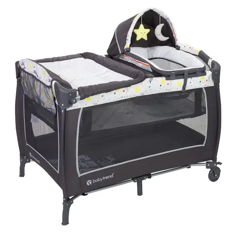 Baby Trend Lil' Snooze Deluxe II Portable Nursery Center Playard with Cozy Napper Removable Full Bassinet & Storage Tote Bag Crib for Infant