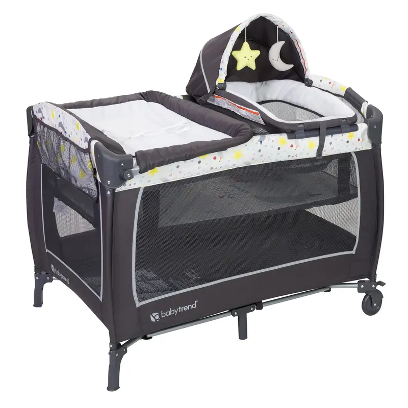 Baby Trend Lil' Snooze Deluxe II Portable Nursery Center Playard with Cozy Napper Removable Full Bassinet & Storage Tote Bag Crib for Infant
