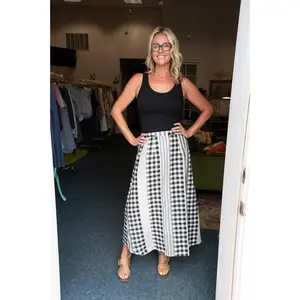 Check Yes Gingham Mixed Midi Skirt *Final Sale*