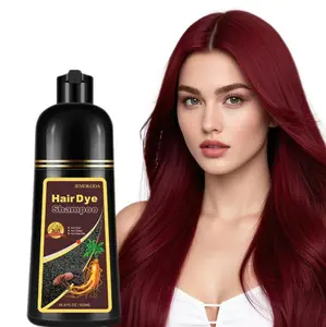 Wine Red Hair Dye Shampoo 3 in 1, Long-lasting & Natual Hair Color Shampoo, Herbal Ingredients Natural Shampoo Hair Dye Effect in Minutes, Gifts for Men Women 500ml Easy Application Haircare