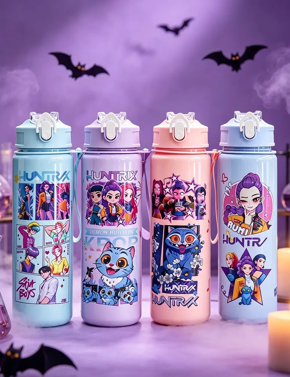 Stylish Cartoon Anime Tumbler for Environmentally-Conscious Consumers,Reusable Hard Plastic with Lid and Straw, Eco-Friendly Alternative, Portable Drinking Bottle, Perfect for School, Travel, Halloween Party