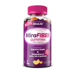 MiraFIBER Gummies Fruit Flavored, 8g Daily Prebiotic Fiber with B Vitamins for Digestive Health & Metabolism Support, 72 Count