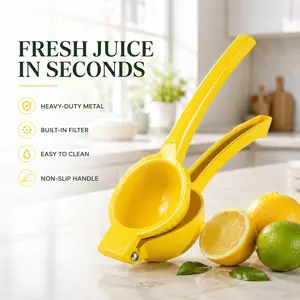 Metal Lemon Squeezer, Heavy Duty Citrus Juicer Hand Press with Built-in Filter for Lemons, Limes, Cocktails & Kitchen
