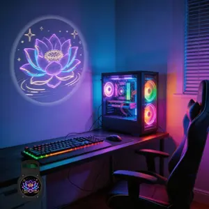 2D Flat, 1 pc, Neon Lotus Flower & Starry Water Ripple Pattern, Portable LED Pattern Projector Light, USB Interface,, Suitable for Meditation & Spiritual Events, Ideal for Bedroom & Meditation Room, A Perfect Gift for Yoga Practitioners & Spiritual Seeker