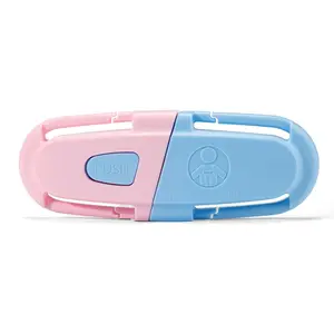 Car Seat Chest Clip, Adjustable Harness Positioning Clip for Stroller and Booster Seat, Anti-Slip Shoulder Straps Holder Accessory for Parents (1 Pack, Pink&Blue)