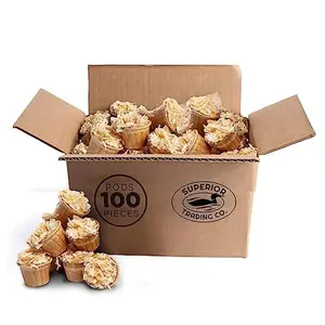 Fire Starter Pods in Carton Box - Fire Starters for Campfires, BBQ, Grill, Pit, Wood Stove & Charcoal Starter, 15-20-Min Burn, 100 Extra Large Pods, USA-Made, Brown