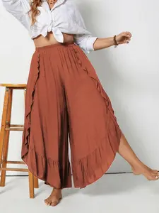 Plus Size Ruffled Wide Leg Pants