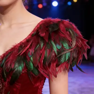 1.05m Colorful Artificial Rooster Tail Feathers for Wedding Stage Decoration DIY Handmade Skirt Edge Clothing Accessories