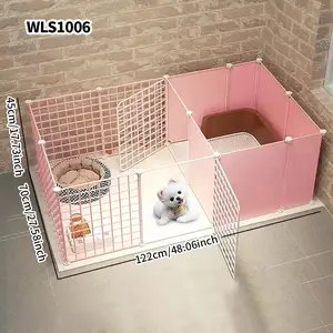 Home Indoor Pet Cat Fence Small Dog Cage, Interlocking Panels, Free Combination Isolation Door Gate, Dog Pen for Dogs and Cats