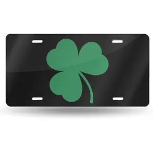 License Plate Green Irish Shamrock Decorative Car Front License Plate,Vanity Tag,Metal Car Plate,Aluminum Novelty License Plate for Men/Women/Boy/Girls Car,6 X 12inch