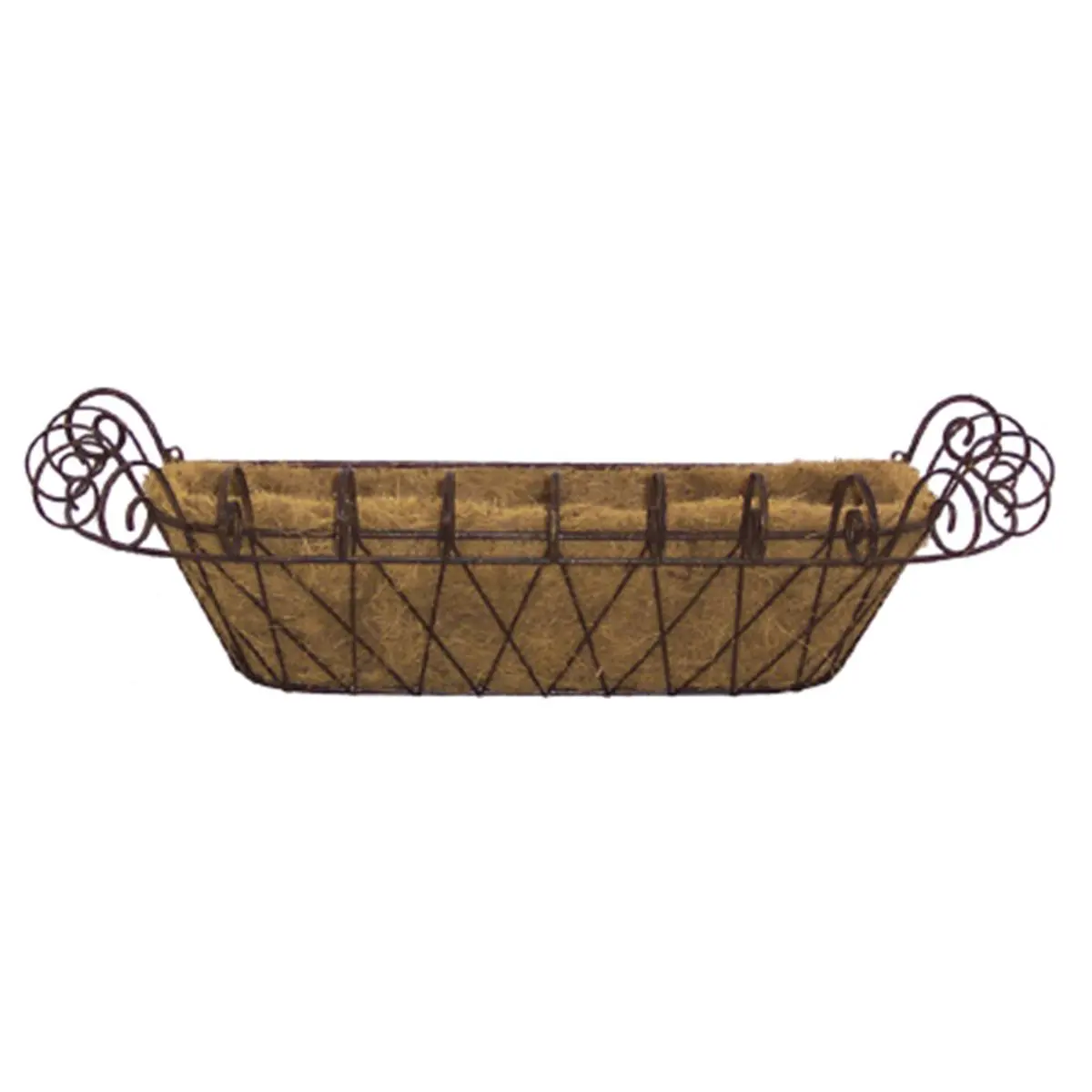 Deer Park D68 WB119X Rectangular Metal Window Planter Box Organiser - 11 in x 31 in Small French Style, Deck-Mounting, Metal Frame, Patina Finish, Rust-Resistant, Single Unit with Coco Liner