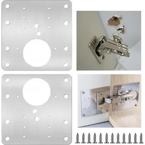 Cabinet Hinge Repair Plate, Stainless Steel Repair Plate Bracket with Mounting Screws for Cabinet Kitchen Door Furniture Drawer, 2 count