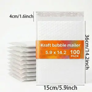 50/100 Pack 5.9x14.2 Inch White Bubble Mailers, Self-Sealing Padded Shipping Envelopes, Waterproof Tear-Proof Shockproof Bubble Bags for Jewelry, Phone Cases, Small Electronics & Daily Mailing