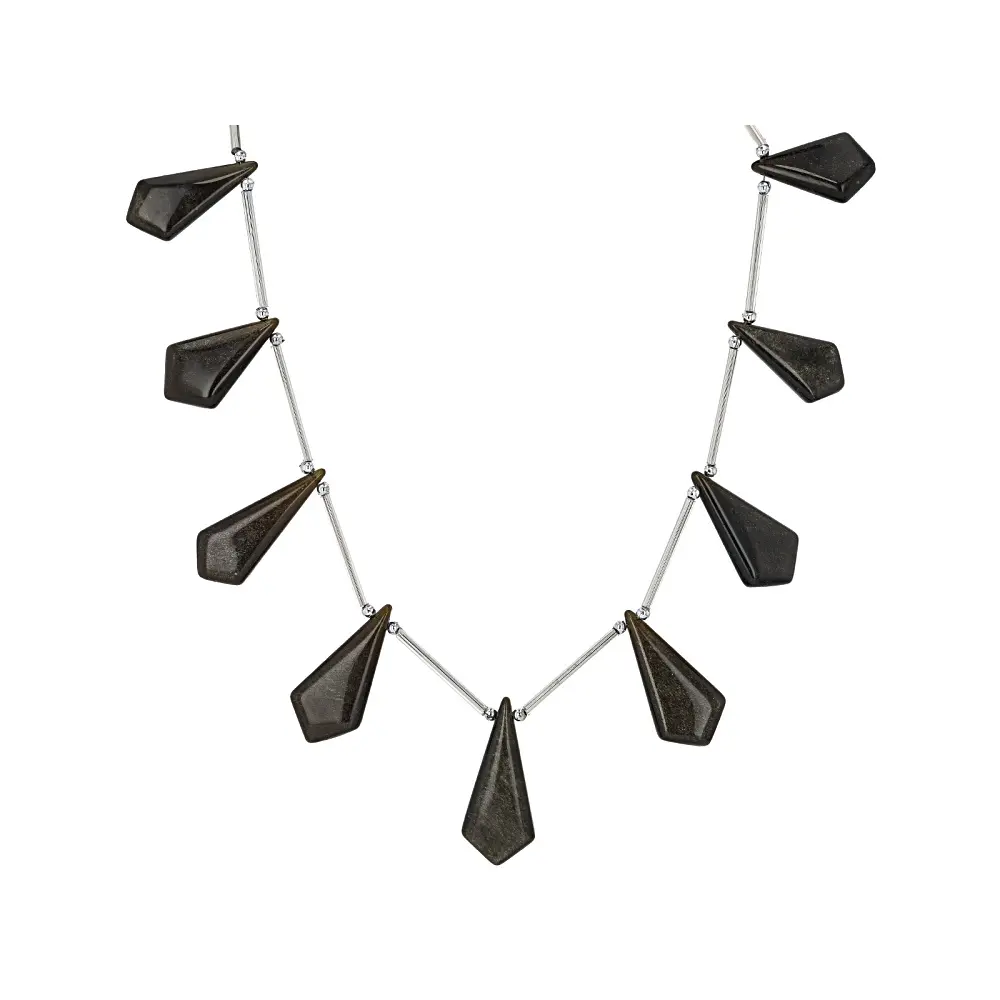 JTV Golden Obsidian Kite Shaped Bead Strand, 13x8-18x12mm Size, Approx 16" Length, for DIY Beading Jewelry Crafting Projects