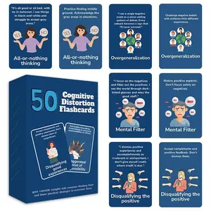50 Cognitive Distortion Flashcards, Visual Stimulation Cards, Mind Trap Solutions, Psychological Tools,Mind Trap Solutions, Psychological Tools, Improve Mental Health & Awareness Cards-Improve Mental Health & Awareness, Portable Box
