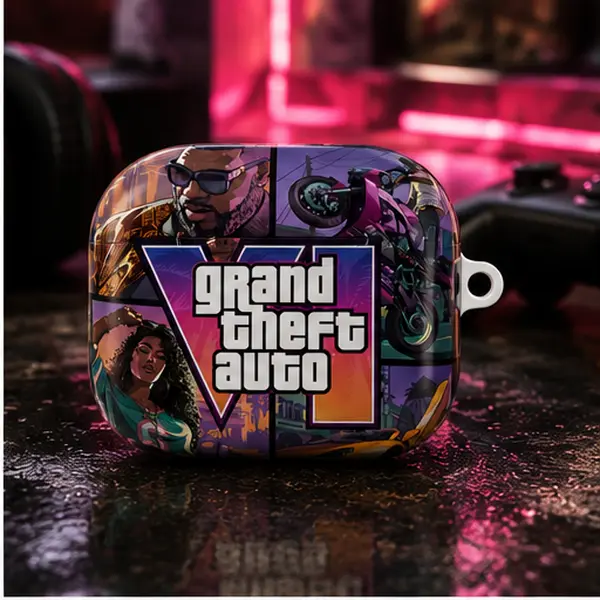 GTA VI AirPods Case, Grand Theft Auto 6 Vice City Gaming Earbuds Cover, GTA 6 Protective Case, Gamer Gift Gaming Accessories