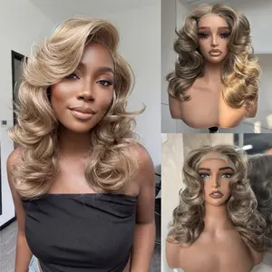 [70s Layers] Beginher Hair 20 inches Heat Resistance 200% Density Farrah Fawcett Layers Style Middle Part 4x4x1 T-Part Lace Synthetic Wear Go Beginner Friendly Pre Cut Glueless Wigs Ginger Color SummerVibes