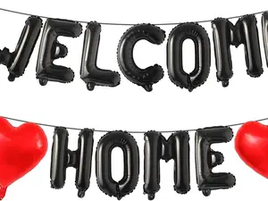 Welcome Home Balloon Banner for Homecoming Party Decorations, Black