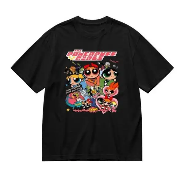 Powerpuff Girls Vintage T-shirt, Aesthetic Graphic Tee Tshirts, Cute Retro Cartoon, Baddie Bubblegum Girl