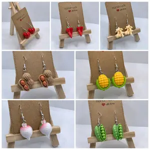 Handmade Vegetable Earrings - 7 Adorable Choices with Various Designs Includes Fruit and Vegetable Shapes Handmade with Unique Charm Everyday Occasion Hook Earrings