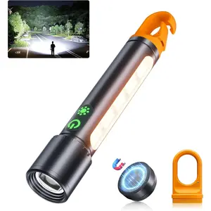 Magnetic Flashlight Rechargeable,5000mAh Flashlights High Lumens with 9 Modes,Waterproof, Adjustable,Powerful Flash Light,Emergency Multi-Flashlights for Home,Car,Hiking,Camping