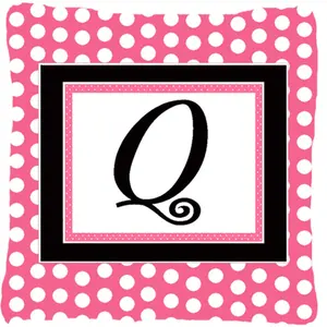 212 MAIN Letter Q Initial Monogram Decorative Pillow - Pink Black Polka Dots Design, Heavyweight Sunbrella Fabric, Fade Resistant, Stain Resistant, Machine Washable, Indoor-Outdoor Textile Soft Furnishing