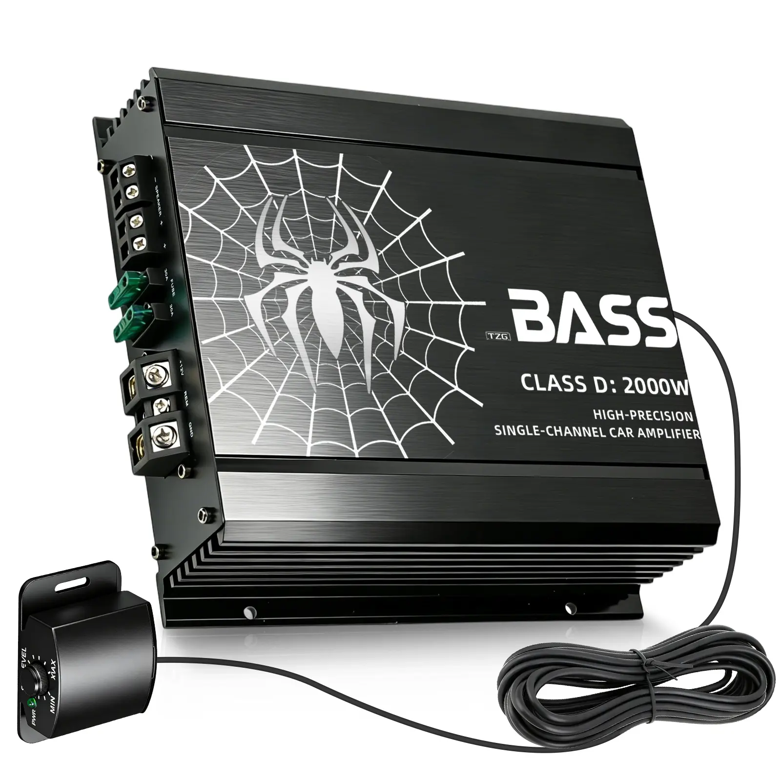 TANVSO 2000W Monoblock Class D 1-Channel Car Subwoofer Amplifier, 1/2/4 Ohm Stable, with Remote Bass Knob, Low Pass Filter, Bass Boost & Protection Circuit for Car Audio Subwoofers fatherdaygift Power Digital HIFI sohochic