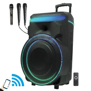 18" Portable Bluetooth PA Speaker Wireless Rechageable With LED Party Light 18 inch Subwoofer 3 inch Tweeter Heavy Bass Karaoke DJ disco Speaker