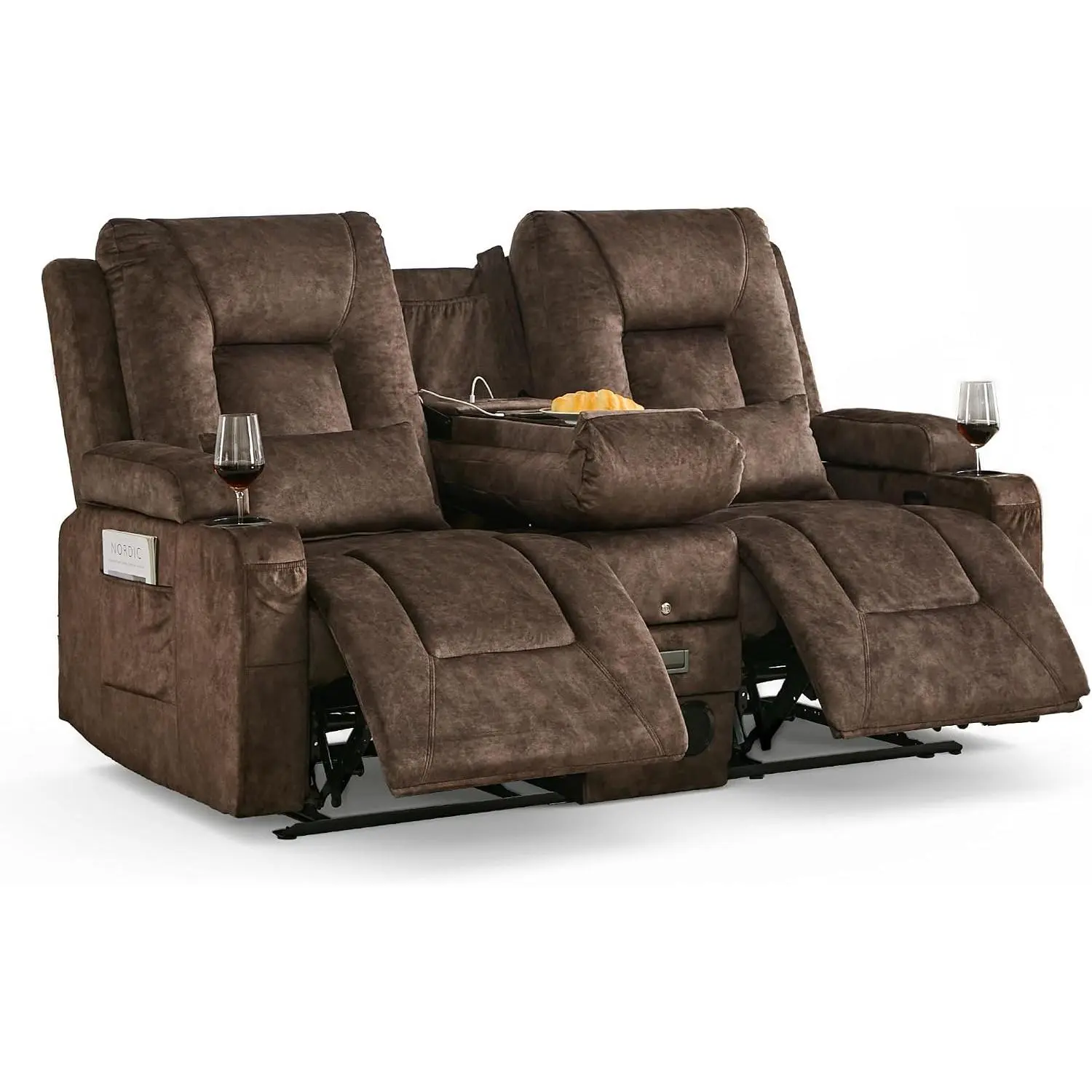 STHOUYN Loveseat Recliner RV Couch Oversized Recliner Loveseat with Heat and Massage, Wall-Hugger Reclining Sofa with Cup Holders and USB Port, Big Large 2-Seater Double RV Recliner Loveseat for Living Room