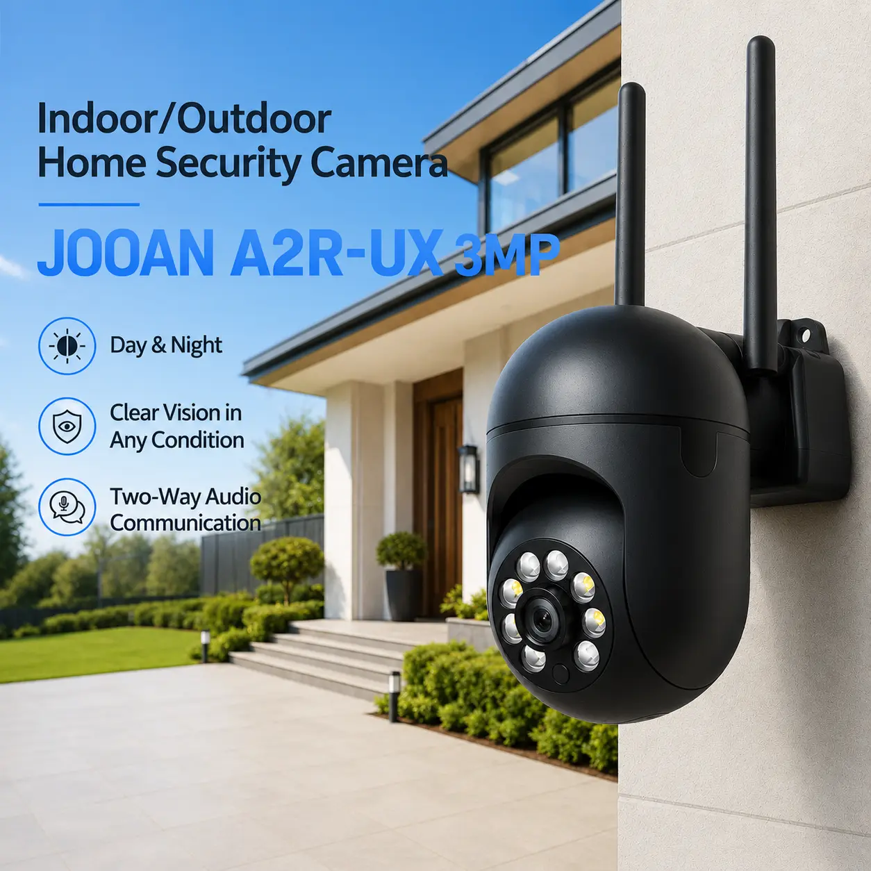 JOOAN A2R-UX 360° Smart WiFi Indoor Security Camera - 1296p HD Video Camera Security, Wi-Fi, Motion Alerts, Night Vision, 2-Way Audio, Remote Monitoring, Home Surveillance