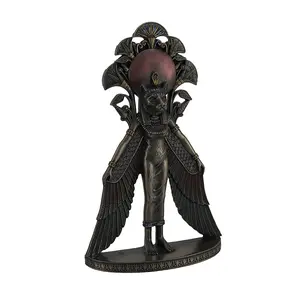 Majestic Sekhmet Winged Egyptian Goddess Statue - 10.75in Resin Wall Art w/ Vibrant Metal Finish