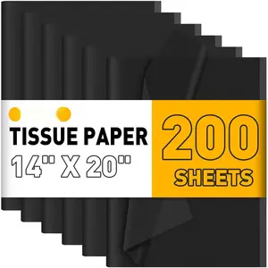 200 Sheets Black Tissue Paper for  Bags,14 X 20Inch Black Wrapping Tissue Paper Bulk for  Packaging Filler Art Crafts DIY Birthday Wedding Halloween Christmas