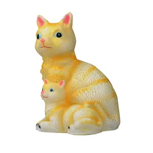 CANDLE CHOICE Handmade Hand Painted Real Wax Vivid Cat Kitten Battery Operated Flameless LED Candle Kids’ Children’s Room Nursery Animal Night Light Nightlight Decorative Table Lamp with Auto Daily Cycle Timer Home Decor Yellow