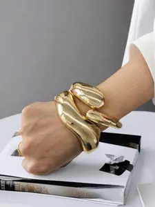 Women's Elegant Irregular Geometric Design Cuff Bangle, Exquisite Trendy Bangle, Fashionable Jewelry for Women & Girls for Daily & Party Decoration
