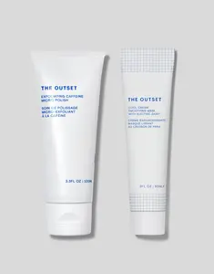 The Outset Polish + Shine Facial Duo - Exfoliating Caffeine Micro Polish & Cool Cream Smoothing Mask for Smooth Hydrated Skin Repair 3.3 fl oz & 2 fl oz