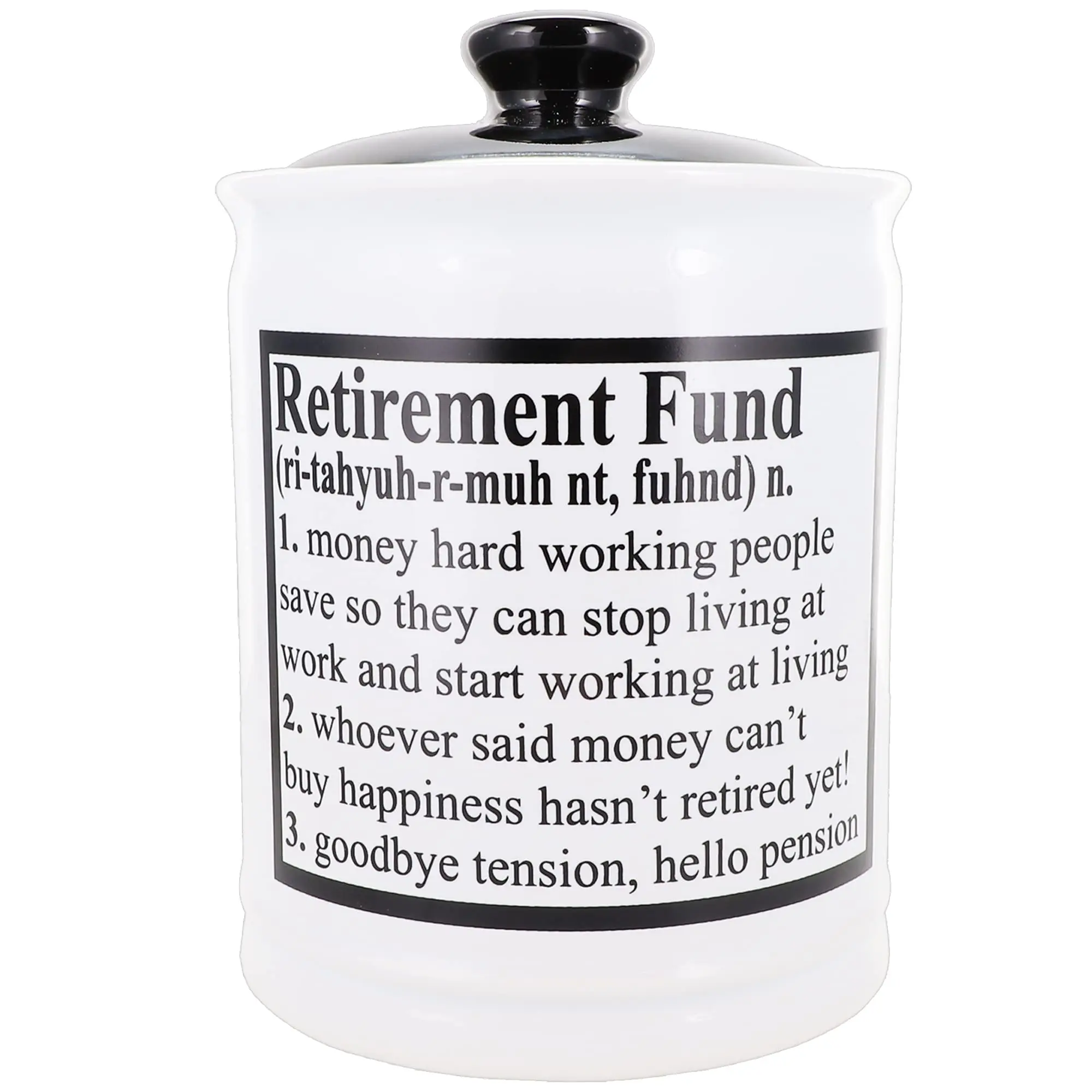 Cottage Creek Retirement Fund Jar for Men, Piggy Bank Gift, Candy Holder, Retired Essentials