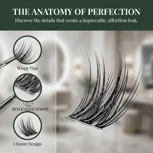 [SIREN One Box] Natural Cluster Lashes 8-14mm Self Adhesive Waterproof Long Lasting Press On Lashes for Effortless Daily Eye Makeup