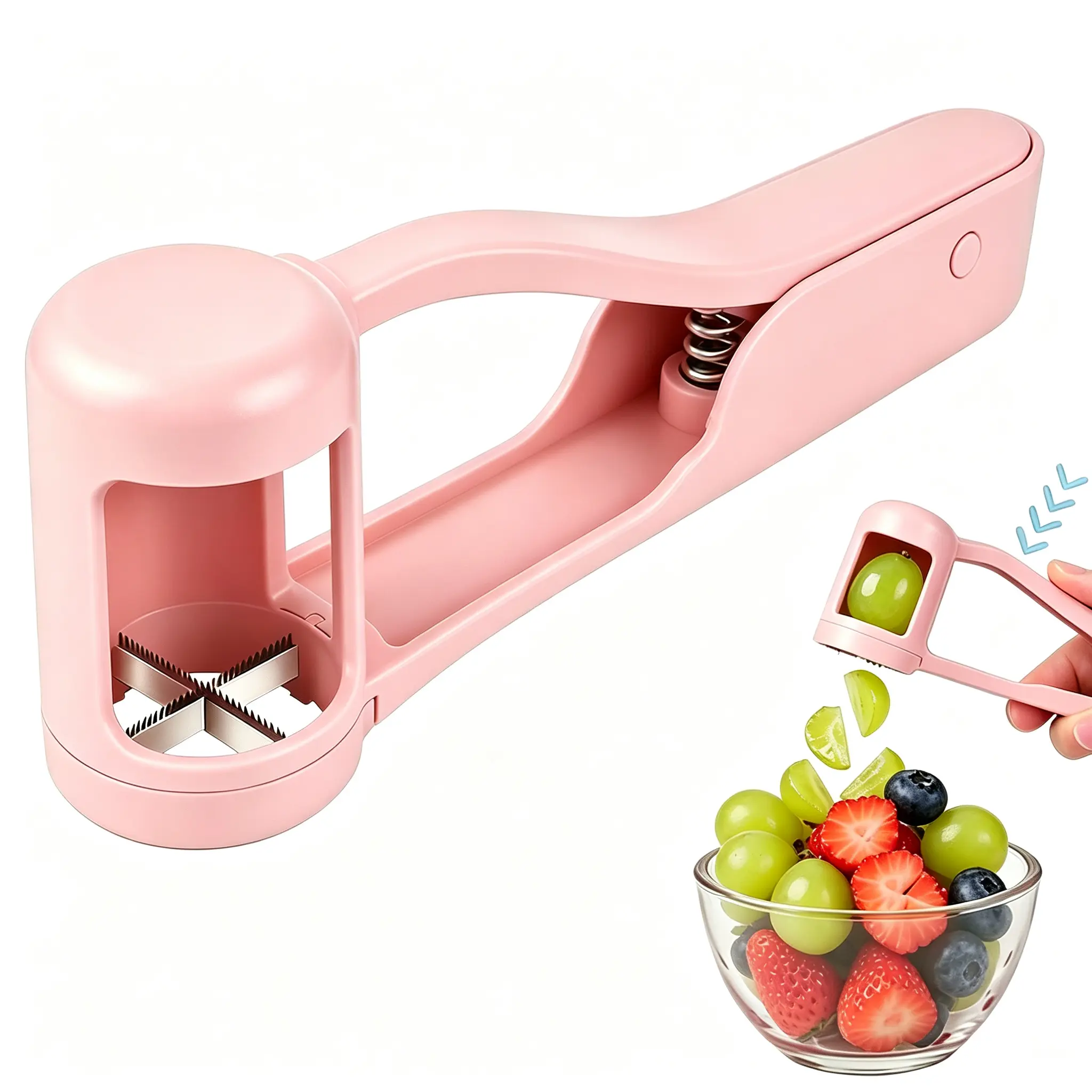 Grape Cutting Tool - Grape Slicer, Grape Quarter Food Tomato Cutter Tool for Toddlers and Baby, Grape Cherry Tomato Slicer - BPA Free(Pink/Blue/Purple/Green)