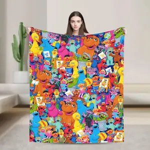 Sesame Street Cartoon Blanket Flannel Spring/Autumn Elmo Friends Breathable Warm Throw Blanket For Sofa Travel Bedspreads