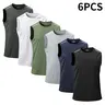 Men’s Slim-Cut Polyester Crew Neck Muscle Tank Vest - Menswear Basics, Black+Blue+Light Gray+Green+White+Dark G, Easy Streetwear for Daily Outings, Less Sleeve Bunch, Flatters Body, Ideal for Gym, Everyday Wear