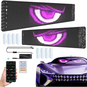 Devil Eyes 2PCS 19x4 Inch Flexible LED Windshield Screen, Programmable USB Matrix Panel with App and Remote Control, Custom Sign Display, IP65 Waterproof for Cars SUVs Trucks