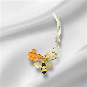 Stylish Purse Keychain Accessories Bumble Bee Honey Comb