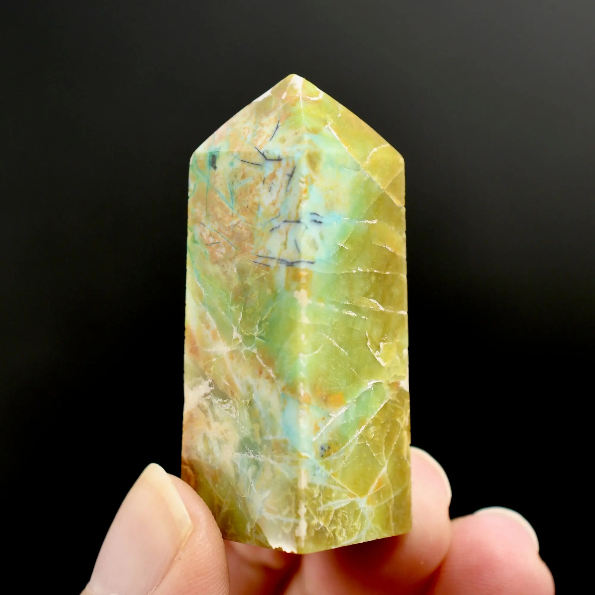 1.9in 26g Rare Blue Opalized Petrified Wood Tower, Indonesia