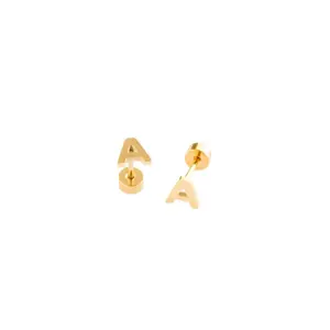 ABC Initial Flatback Stud Earrings (Hypoallergenic, All-Day Comfort for Sensitive Ears, Kids)