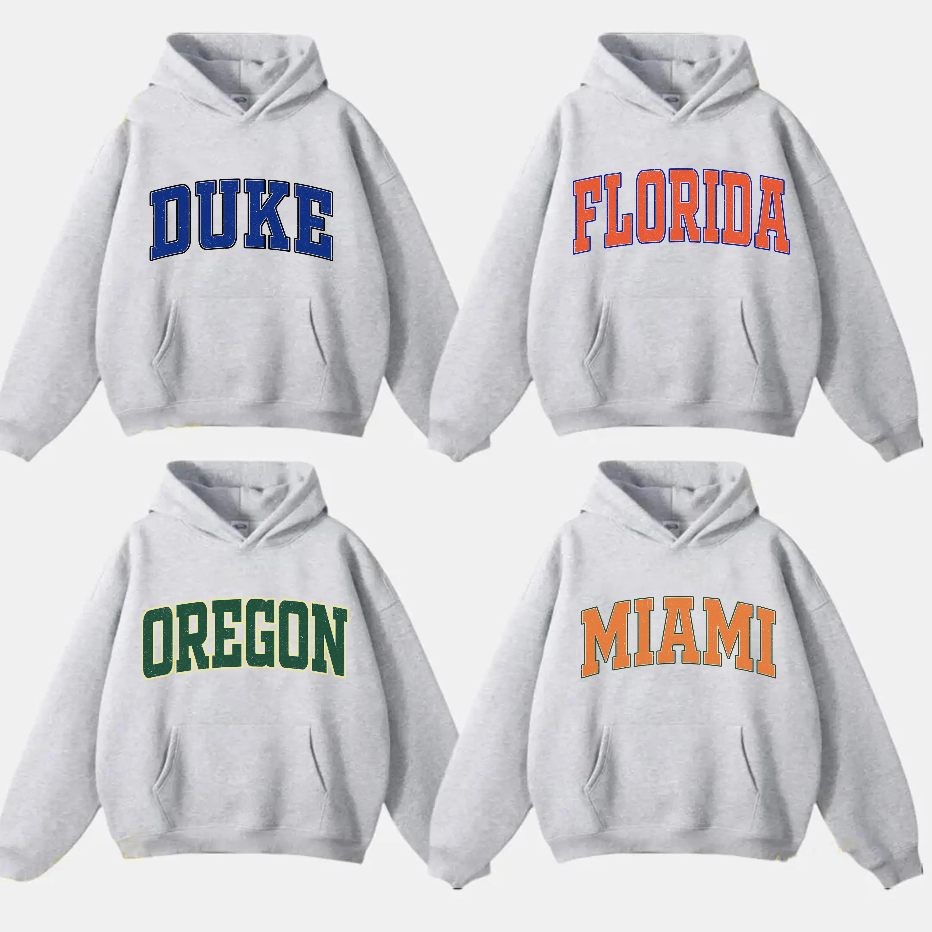 Vintage College Hoodie – Ash Grey, Custom Your Team, Game Day Outfit, University Shirt, Back To School, Retro Varsity Style, Gift for Men and Women