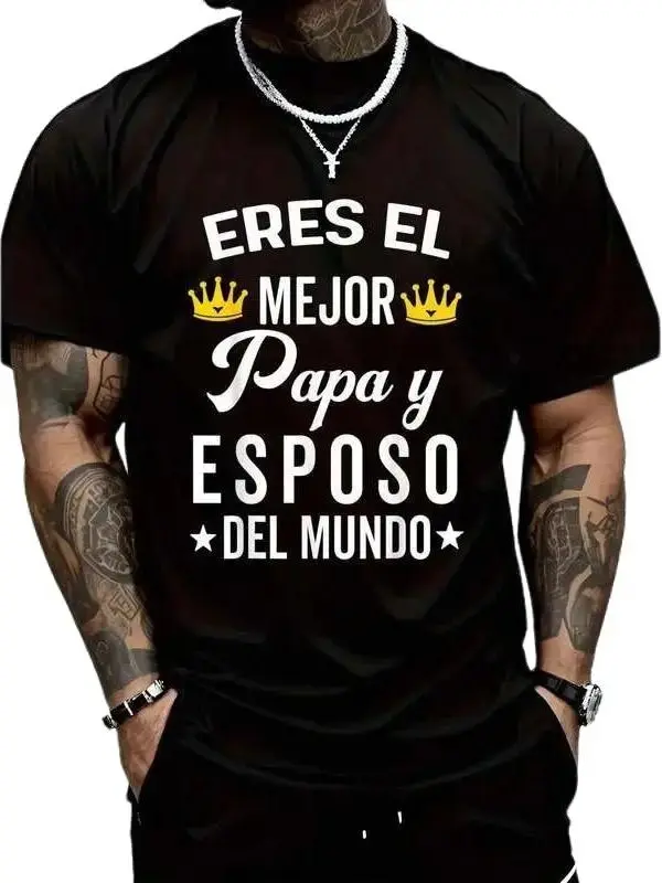 Regalos Para Papa Dia Del Padre Camiseta Mejor Esposo T-Shirt for Women Men Cotton Clothing
