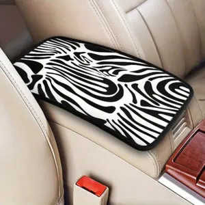 Car Center Console Cover Zebra Pattern Polyester Material Armrest Pad Comfort Durable Dirt Resistant Car Interior Protection Accessory Car Accessories