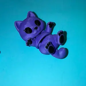 Mini Flexi Cat 3D Printed Playful Kitties Purple White Perfect for Minis Fidgets Displays