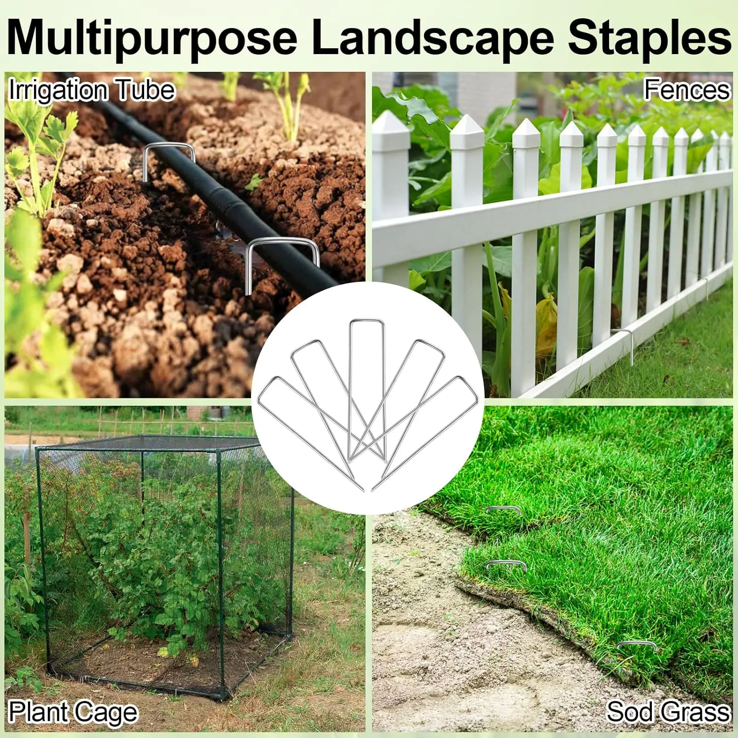 24 Pack Garden Stakes, U-Shaped Tent Stakes, Galvanized Landscape ...